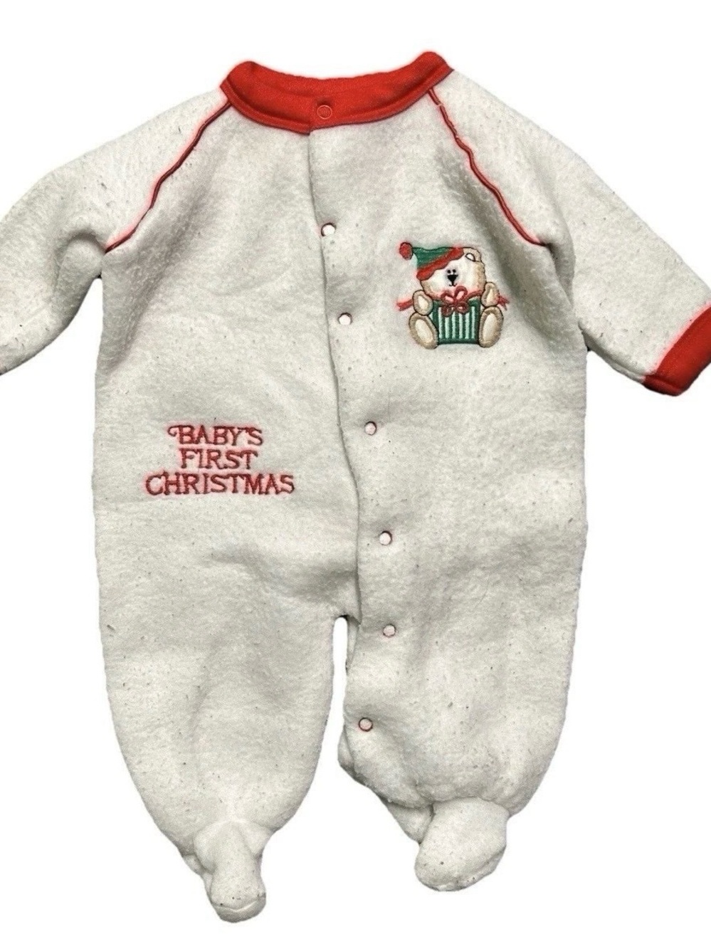 Vintage Baby Gro Baby’s First Christmas Fleece Footie Pajamas Size 3-6 Months
